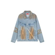 批发2025新款机车街头感喷染<b class='q'>牛仔外</b>套潮牌美式做旧宽松夹克男女