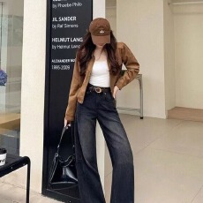 批发黑灰色<b class='q'>牛仔裤</b>女2025秋冬新款高腰薄绒修身显瘦紧身加绒小脚铅笔裤