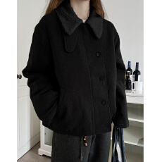 批发羊羔毛外套男女情侣冬季美式复古加绒加厚夹克棉服短款呢子大衣