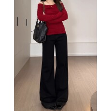 批发加绒阔腿微喇<b class='q'>牛仔裤</b><b class='q'>女</b>2025秋冬小个子高腰宽松不贴腿