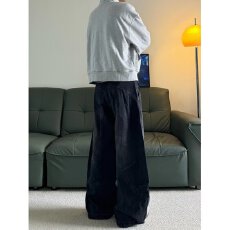 批发复古水洗解构弯刀<b class='q'>牛仔裤</b>男<b class='q'>女</b>哈伦微喇cleanfit直筒美式阔腿拖地裤