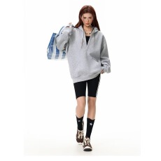 批发秋美式<b class='q'>运动</b>风大V领纯色慵懒宽松连帽卫衣<b class='q'>显瘦</b>百搭辣妹帽衫上衣