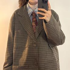 批发秋季日系复古宽松格子<b class='q'>西装外套</b>古着美拉德穿搭夹克男女潮