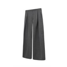 批发美式灰色立体工字褶A字廓形弯刀TR<b class='q'>西裤</b>通勤cleanfit休闲裤<b class='q'>男</b>女款