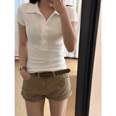 批发美式复古卡其色<b class='q'>牛仔</b><b class='q'>短裤</b>女2025新款低腰显瘦辣妹a字阔腿卷边热裤