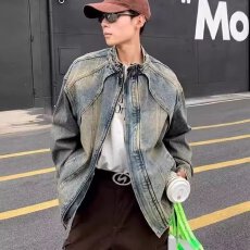 批发2025潮牌美式复古解构拼接<b class='q'>牛仔</b>外套男女宽松小众潮流高街夹克