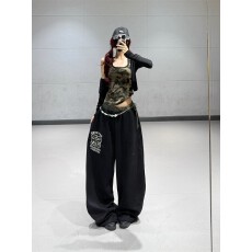 批发迷彩新风格拼接运动裤女kpop爵士<b class='q'>舞蹈服装</b>2025秋冬新款休闲卫裤