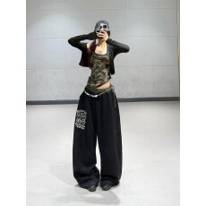 批发迷彩新风格拼接运动裤女kpop爵士<b class='q'>舞蹈服装</b>2025秋冬新款休闲卫裤