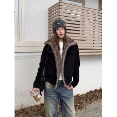 批发麂皮绒拼雪花绒外套男女前言日记秋冬保暖棉衣座山雕工装棉服