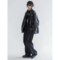 批发夹棉加厚原版高质量皮衣前言外套女秋<b class='q'>冬</b>新款机车pu皮翻领夹克