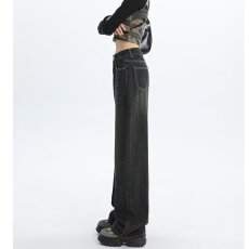 批发阔腿宽松牛仔裤女<b class='q'>夏</b>季2025新款高腰直筒显瘦小个子垂感窄版拖地裤