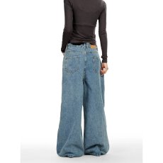 批发阔腿牛仔裤女2025年春<b class='q'>夏</b>新款浅色高腰宽松显瘦复古垂感窄版直筒裤
