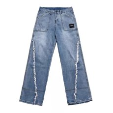 美式oversize复古牛仔裤子设计感女春秋小众宽松直筒阔腿拖地长裤