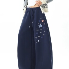 美式复古弯刀卫裤男女冬季潮牌嘻哈街舞腰头撞色休闲裤宽松阔腿裤