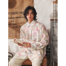 批发春秋男女花卉<b class='q'>衬衫</b>ins早春多巴胺穿搭流苏<b class='q'>碎花</b>长袖<b class='q'>衬衣</b>防晒服外套