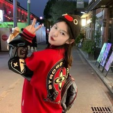 批发<b class='q'>原创</b>美式潮牌钉珠棒球服毛呢外套男女春秋季情侣宽松夹克