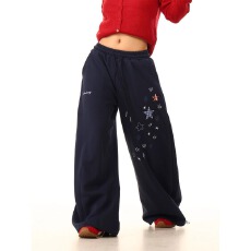 批发美式复古星星印花<b class='q'>休闲裤</b>男女2025秋季宽松显瘦阔腿裤