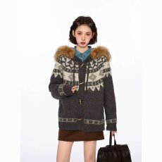 批发冬季新款美式牛角扣开衫毛衣男<b class='q'>情侣</b><b class='q'>慵懒</b>松弛针织衫<b class='q'>外套</b>潮