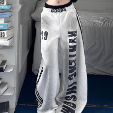 批发时尚<b class='q'>裤</b>子女美式复古运动卫<b class='q'>裤</b>潮牌嘻哈高个子阔腿休闲<b class='q'>宽松</b>直筒<b class='q'>裤</b>