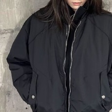 批发黑色<b class='q'>棒球</b>棉<b class='q'>服外套</b>女2024秋冬新款宽松休闲夹棉飞行员夹克