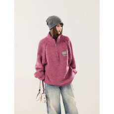 批发美式小高领拉链慵懒软糯毛衣<b class='q'>情侣</b><b class='q'>韩版</b>设计感小众通勤针织衫潮