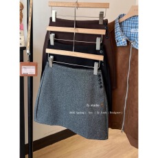 批发厚实毛呢秋冬哆麦设计感小个子百搭毛呢短<b class='q'>裙</b>高腰显瘦包臀<b class='q'>半身裙</b>