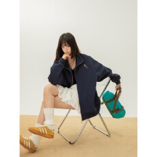 批发美式重磅开衫卫衣男女立领<b class='q'>外套</b>春秋东2025新款情侣装宽松<b class='q'>百搭</b>上衣