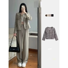 批发新款炸街气质小香风长袖开衫<b class='q'>外套</b>女装早秋高级感宽松显瘦<b class='q'>百搭</b>上衣