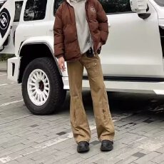 批发美式高街设计感微喇牛仔裤女小个子春夏季新款高腰休闲显瘦工装裤