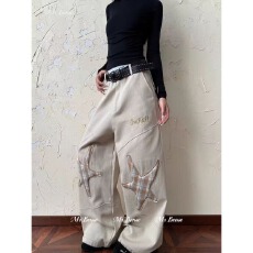 批发2025裤子女美式叠穿设计感阔腿裤褶皱宽松伞兵裤爵士舞<b class='q'>休闲裤</b>