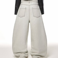 批发美式工装牛仔裤女2025秋季新款高腰宽松垂感直筒阔腿<b class='q'>休闲裤</b>