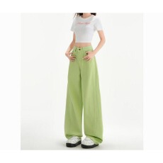 批发苹果绿阔腿牛仔裤女2025年早春新款垂感显瘦百搭直筒拖地裤ins潮