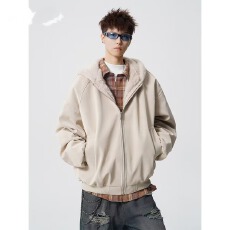 批发美式复古撞色连帽<b class='q'>卫衣</b>外套女春秋2025新款春季宽松百搭拉链<b class='q'>开衫</b>潮