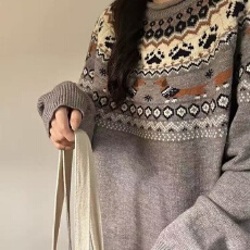 批发高品质鹿毛绒北极绒<b class='q'>情侣装</b>秋冬<b class='q'>新款</b>毛衣男女宽松针织衫外套潮牌