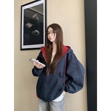 批发华棉美式复古宽松撞色连帽拉链<b class='q'>卫衣</b>女春秋<b class='q'>开衫</b>外套情侣简约纯色