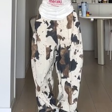 批发阔腿<b class='q'>裤</b><b class='q'>派</b>牛<b class='q'>雪纺</b>花<b class='q'>裤</b>子女2025春秋水墨画扎染高腰垂坠感休闲拖地<b class='q'>裤</b>