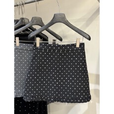 批发木耳边哆麦植绒波点毛呢短裙女微<b class='q'>胖</b>mm<b class='q'>秋冬</b>高腰包臀A字呢子半身裙