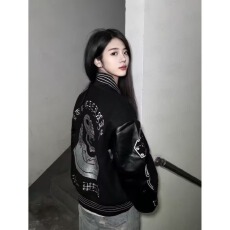 批发高品质重工刺绣春秋小方男女夹克情侣装棒球服复古刺绣百搭外套