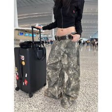 批发美式复古直筒阔腿垂感树枝纹做旧男女显瘦拖地百搭树枝纹<b class='q'>牛仔裤</b>潮