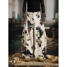 批发休闲潮流迷彩<b class='q'>牛仔裤</b>女秋冬新款高腰显瘦时尚百搭宽松阔腿拖地裤