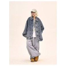 批发2025蓝邦<b class='q'>牛仔外</b><b class='q'>套男</b>女春秋2025宽松美式高街复古翻领夹克上衣潮流