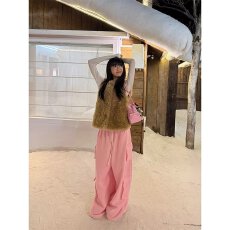 批发纯棉复贝贝绒工装裤新视觉2026嘻哈风百搭可束脚加绒运动裤女