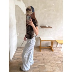 批发华棉复合刺绣名派松紧腰卫裤男女秋宽松设计感慵懒百搭运动长裤