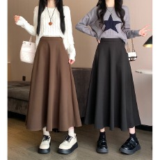 批发高腰半身西装裙女秋冬季新款百搭显瘦大摆伞裙中长款a字百褶裙子