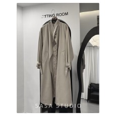 批发卡其色<b class='q'>风衣</b>女<b class='q'>中长款</b>春秋季茧型气质休闲大码立领通勤外套廓形大衣