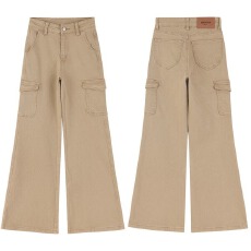 批发卡其色微喇工装牛仔<b class='q'>裤</b>女2025年新款美式复古弹力显瘦不贴<b class='q'>腿</b>喇叭<b class='q'>裤</b>