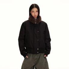 批发潮流新款翻领毛领截短廓形宽松防水外套冬季<b class='q'>女</b>时尚飞行员<b class='q'>夹克</b>棉服