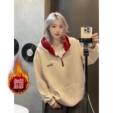 批发华棉复贝贝绒卫衣八街中性风2026新款春装休闲连帽衣服上衣