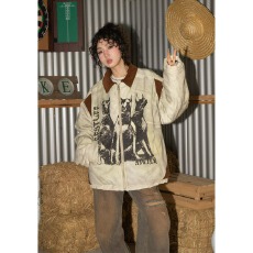 批发美式高街翻领棉服男女款秋冬季新款复古宽松加厚保暖棉衣情侣<b class='q'>外套</b>