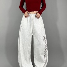 批发美式街舞潮牌跳爵士舞<b class='q'>嘻哈</b>hiphop运动长<b class='q'>裤</b>宽松抽绳两穿休闲卫<b class='q'>裤</b>女